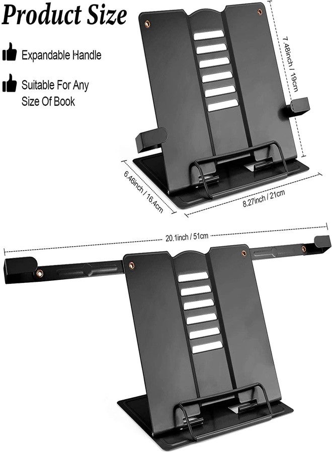 zinley Metal Book Stand Holder | Portable Cookbook Holder,Adjustable Recipes Book Organizer | Book Stands & Holders for Reading Study Foldable Accessories - Image 2